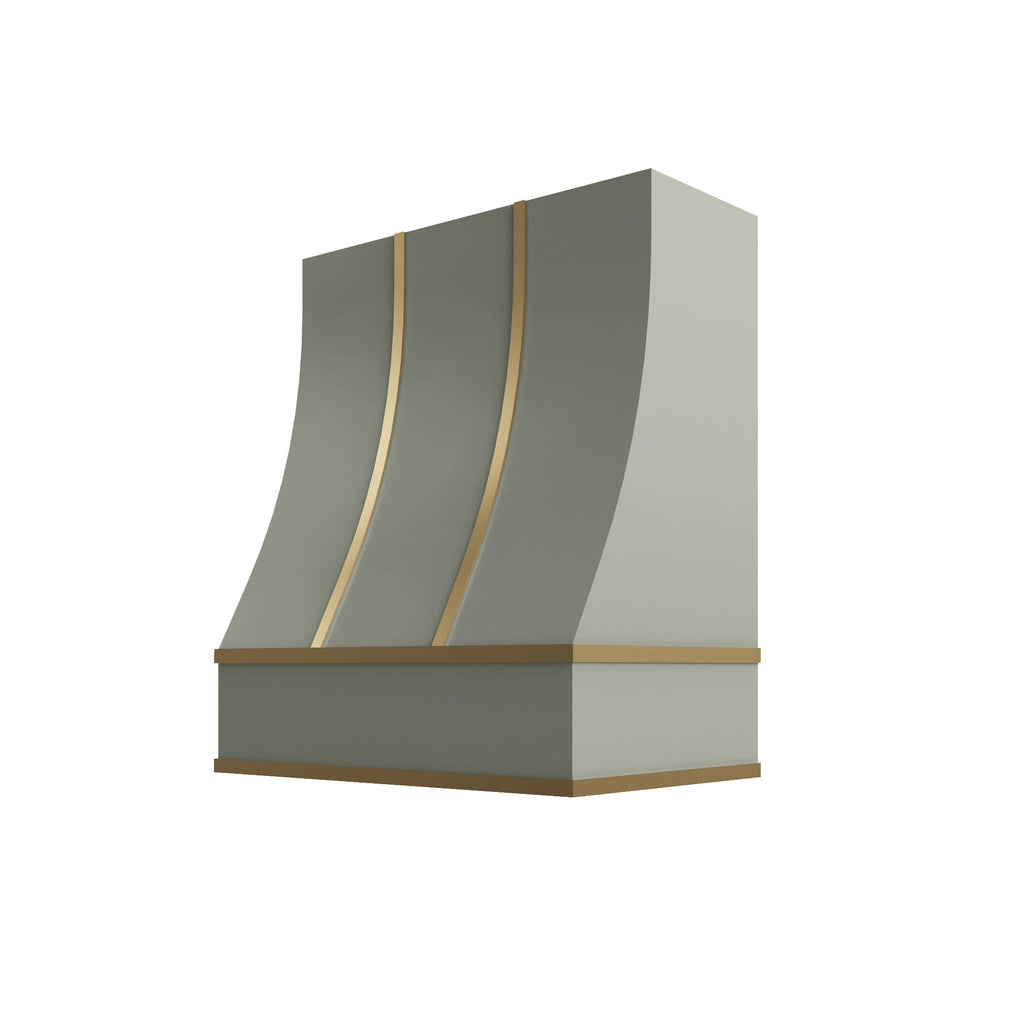 KCD Shaker Moss Sloped Hood with Brass Strapping - 30" W x 48" H - product photo