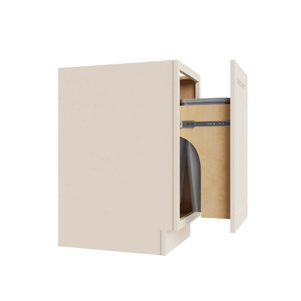 KCD Brooklyn Pearl Trash Can Base w/ Full Ht Door - 18" W w/ 2 Cans - product photo