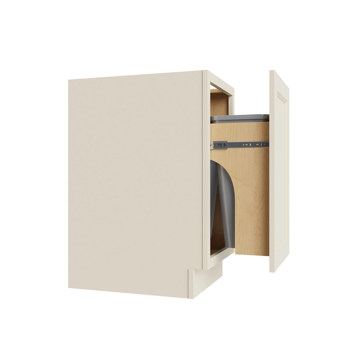 KCD Brooklyn Pearl Trash Can Base w/ Full Ht Door - 18" W w/ 2 Cans - product photo
