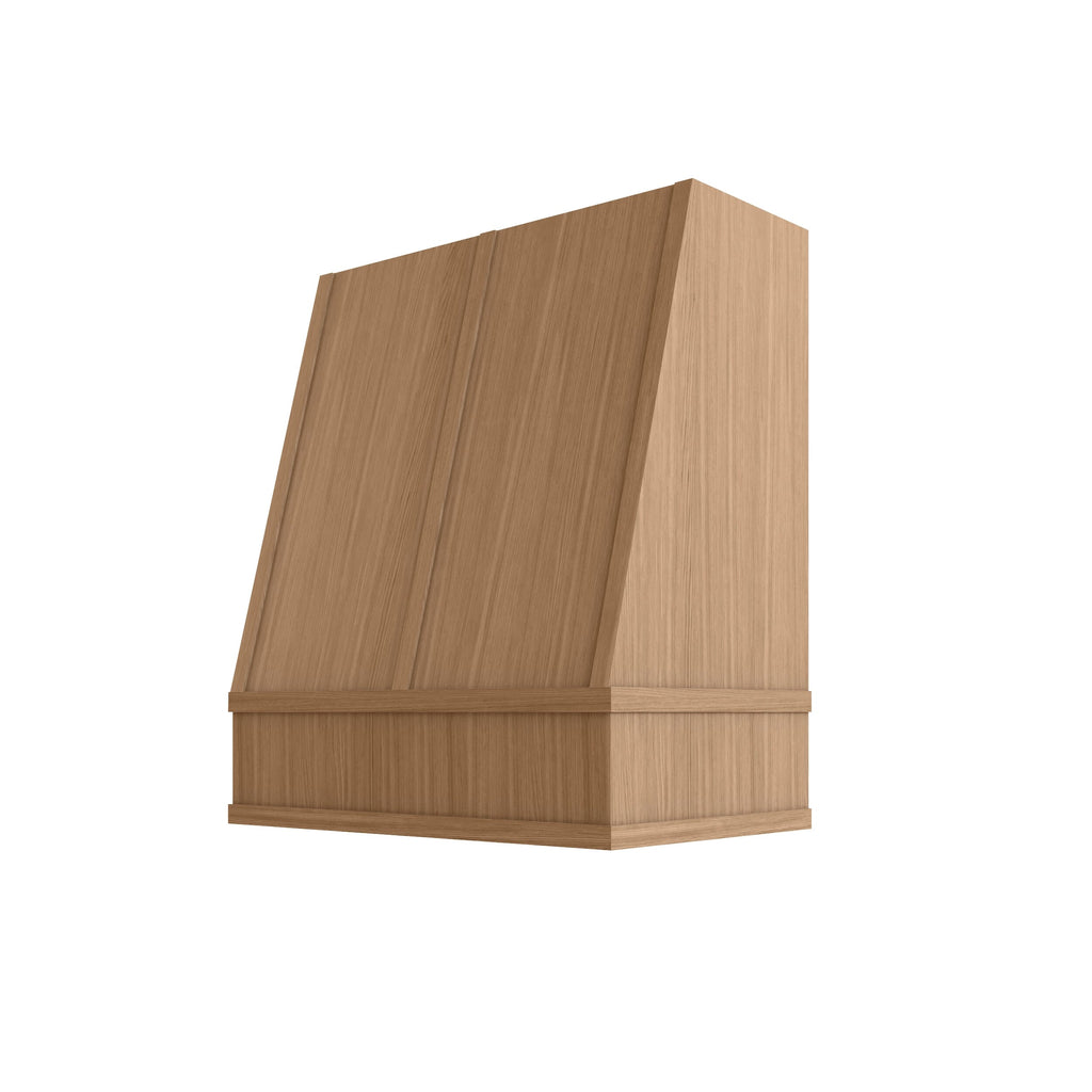 KCD Oslo Oak Angled Hood with Strapping Flat Trim - 30" W x 36" H - product photo
