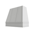 KCD Brooklyn Bright White Tapered Hood with Strapping Flat Trim - 36" W x 48" H - product photo