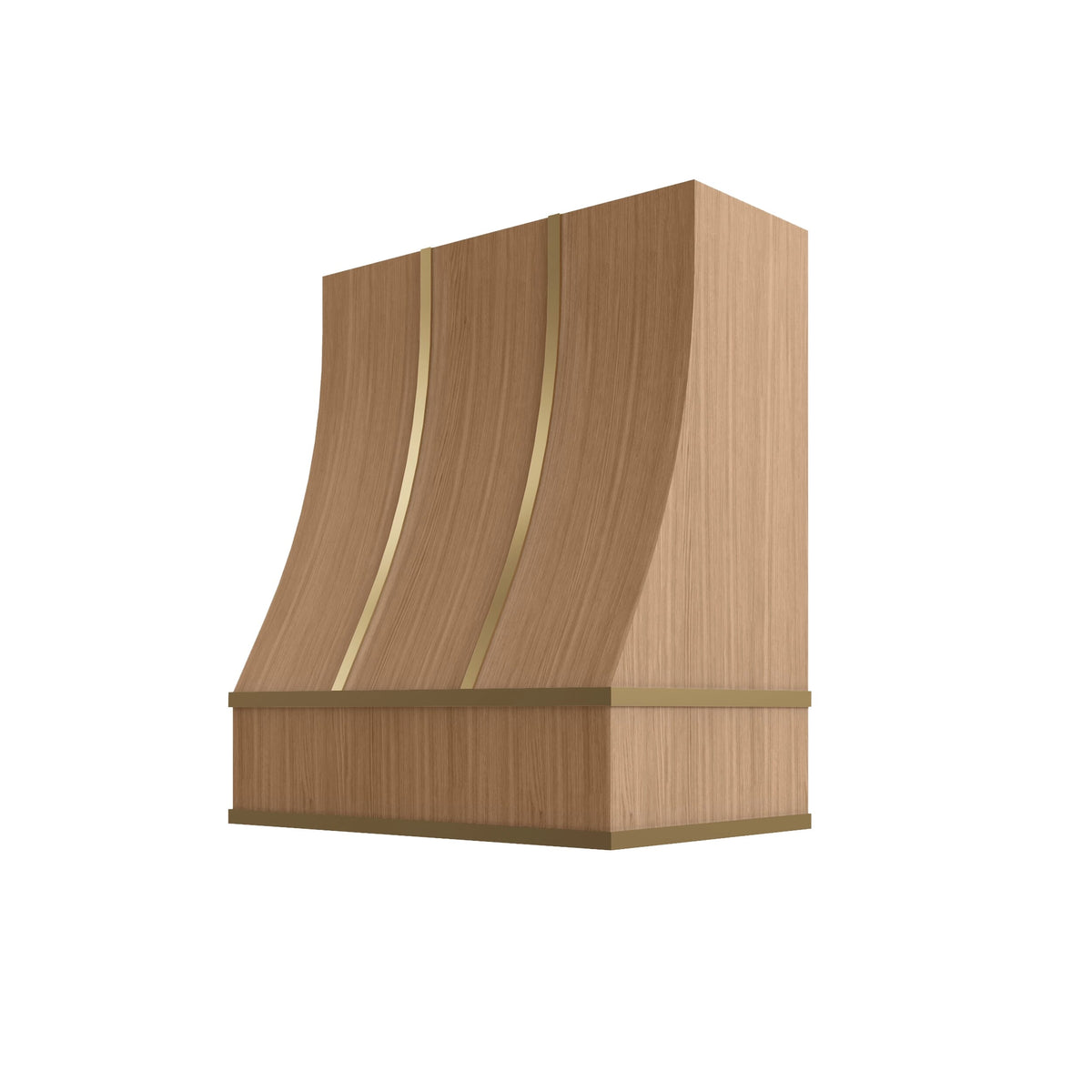 KCD Oslo Oak Sloped Hood with Brass Strapping - 30" W x 30" H - product photo
