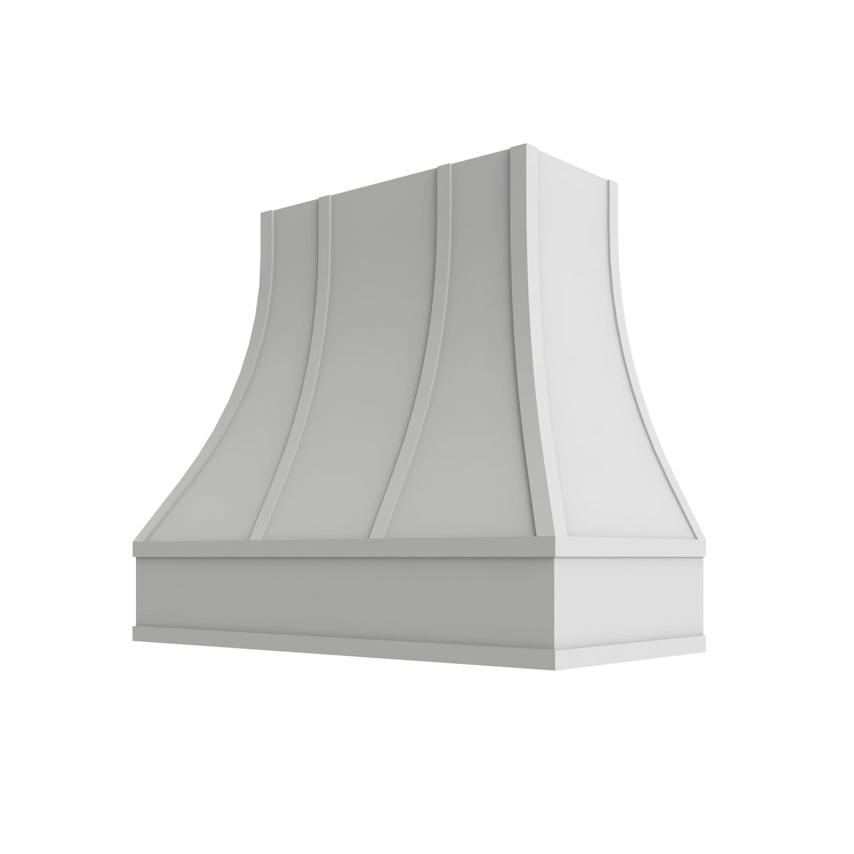 KCD Brooklyn Bright White Curved Hood with Strapping Flat Trim - 36" W x 48" H - product photo