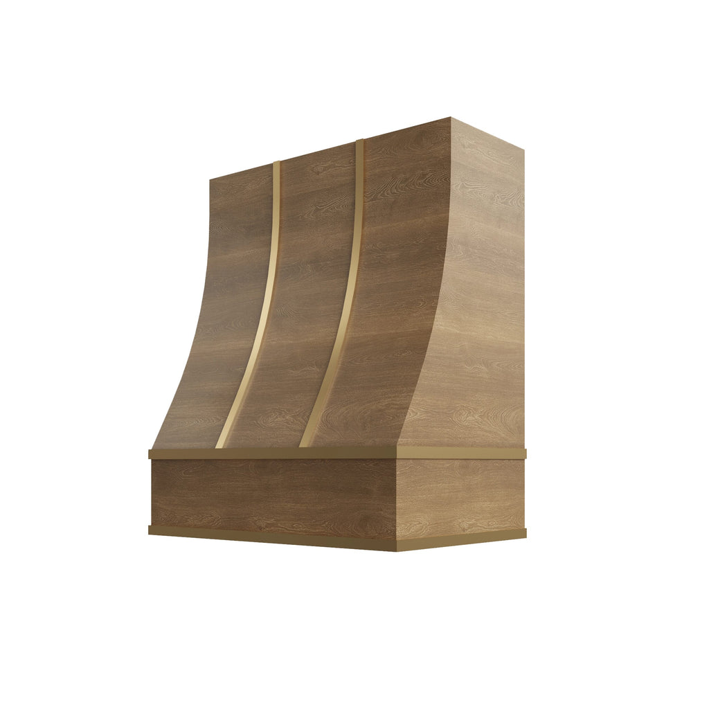 KCD Brooklyn Fawn Sloped Hood with Brass Strapping - 30" W x 30" H - product photo