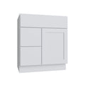 KCD Shaker Designer White Slab Vanity Sink Base Left Drawer Stacking Cabinet - 30" W - product photo