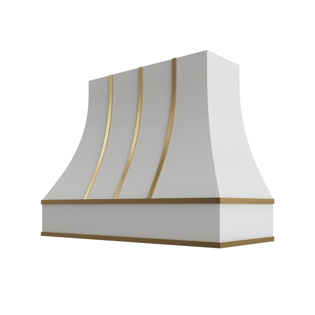 KCD Shaker Designer White Curved Hood with Brass Strapping - 48" W x 48" H - product photo