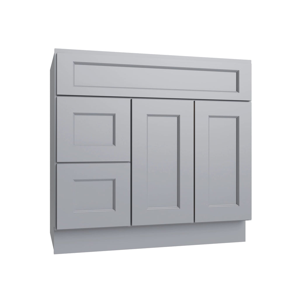 KCD Brooklyn Modern Gray Vanity Sink Base Left Drawer Stacking Cabinet - 36" W - product photo