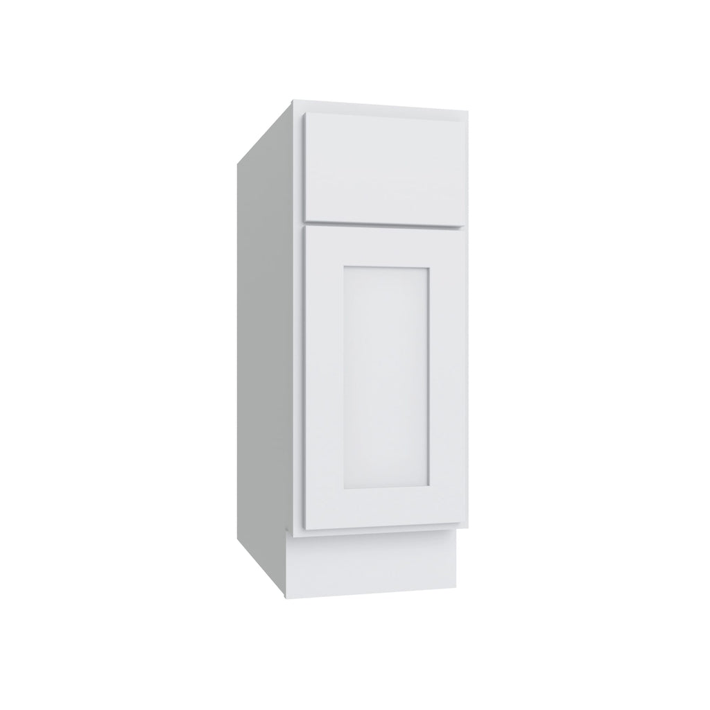 KCD Shaker Designer White Slab Single Door Standard Base Cabinet - 18" W - Reduced Height - product photo