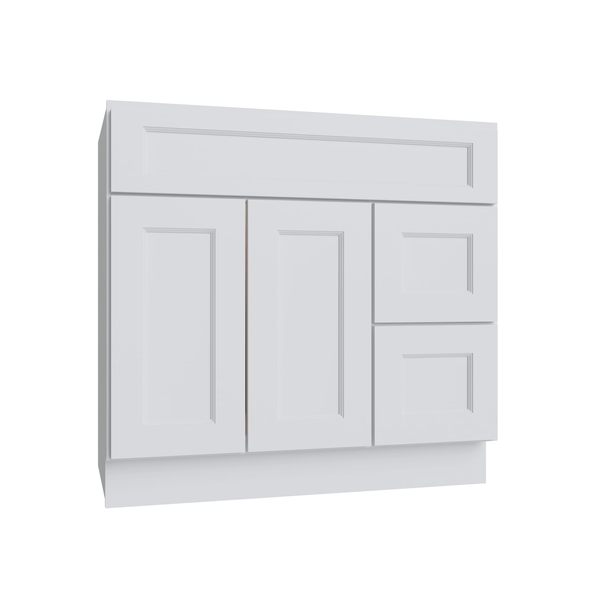KCD Brooklyn Bright White Vanity Sink Base Right Drawer Stacking Cabinet - 36" W - product photo