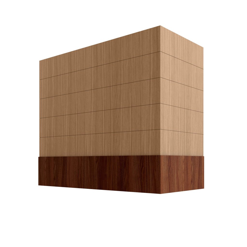 KCD Oslo Oak Box Hood with Shiplap Walnut Band - 36" W x 36" H - product photo