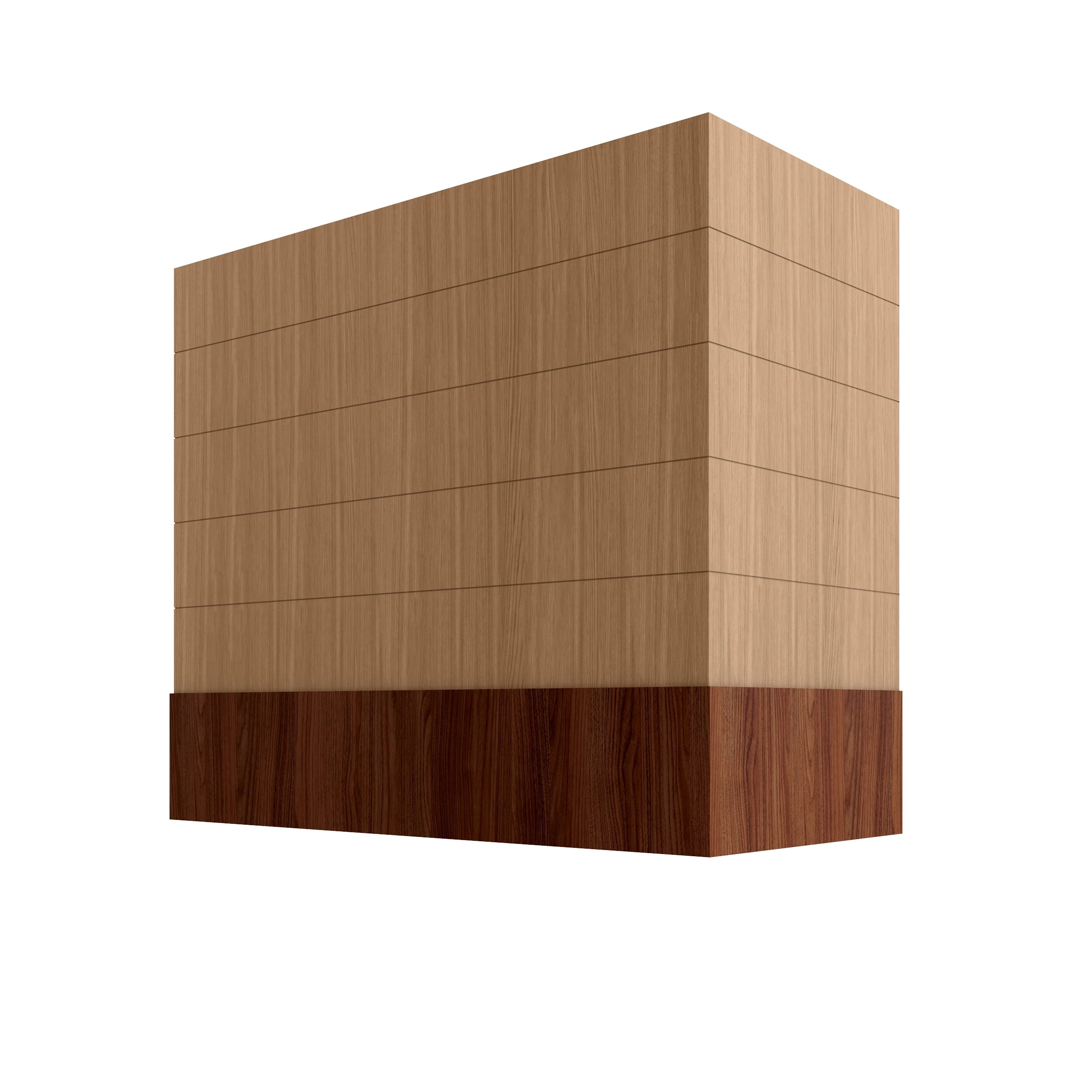 KCD Oslo Oak Box Hood with Shiplap Walnut Band - 36" W x 36" H - product photo