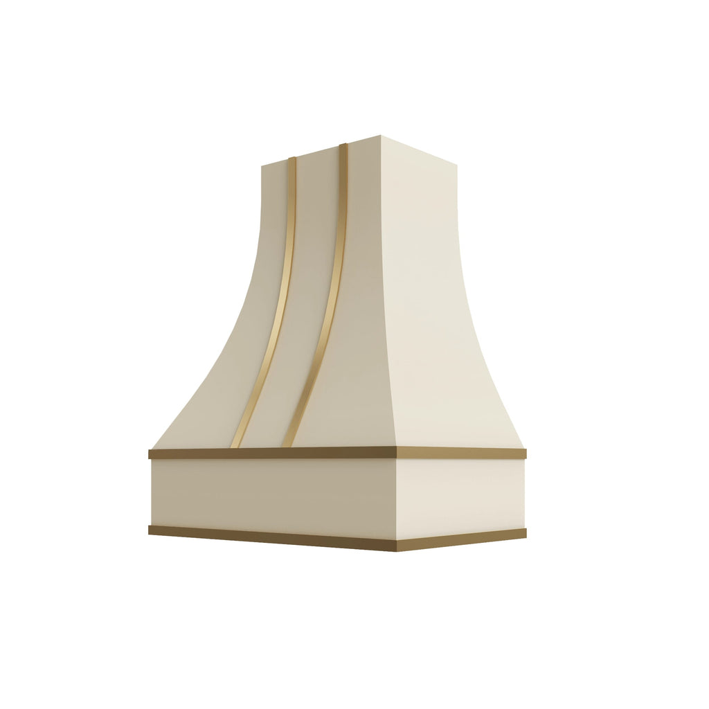 KCD Brooklyn Pearl Curved Hood with Brass Strapping - 30" W x 36" H - product photo