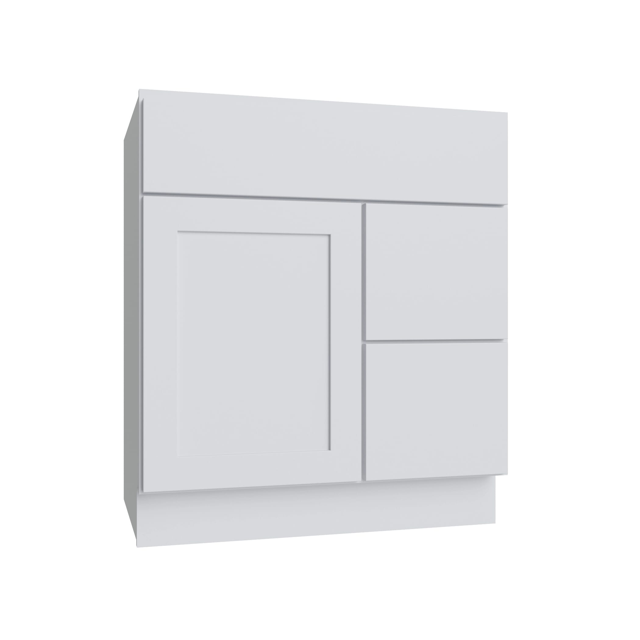 KCD Shaker Designer White Slab Vanity Sink Base Right Drawer Stacking Cabinet - 30" W - product photo