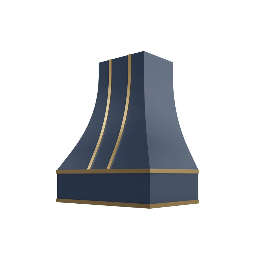 KCD Brooklyn Midnight Curved Hood with Brass Strapping - 30" W x 48" H - product photo