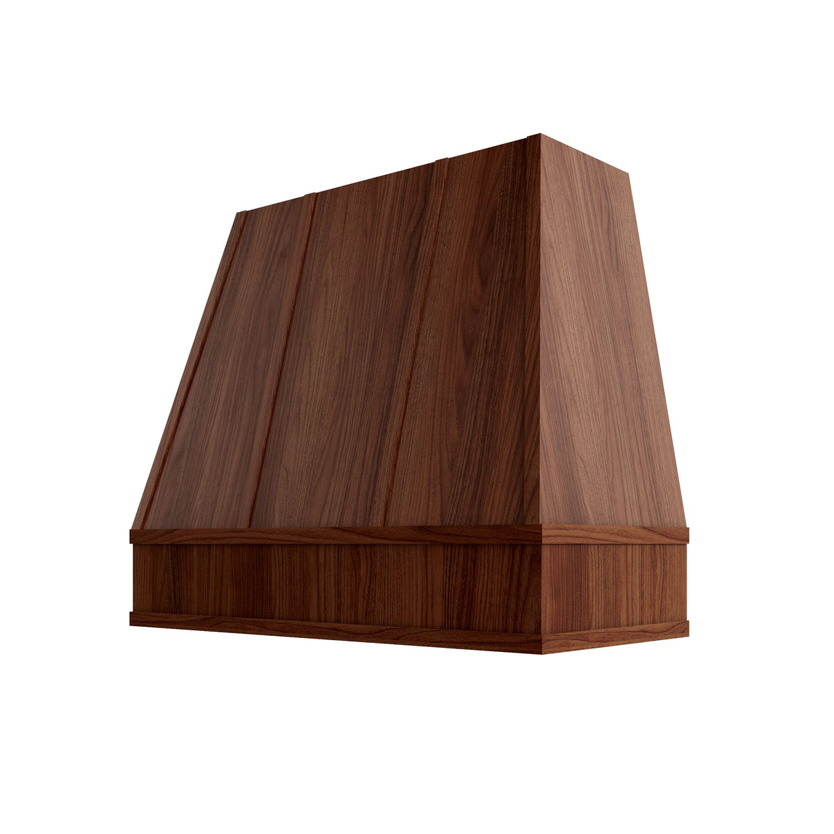 KCD Oslo Classic Walnut Tapered Hood with Strapping Flat Trim - 42" W x 36" H - product photo