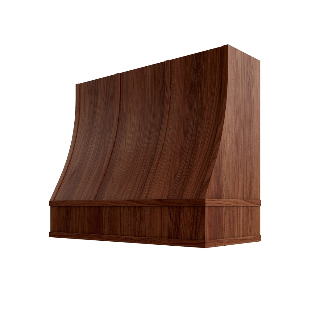 KCD Oslo Classic Walnut Sloped Hood with Strapping Flat Trim - 42" W x 48" H - product photo