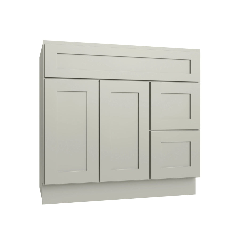KCD Shaker Moss Vanity Sink Base Right Drawer Stacking Cabinet - 36" W - product photo