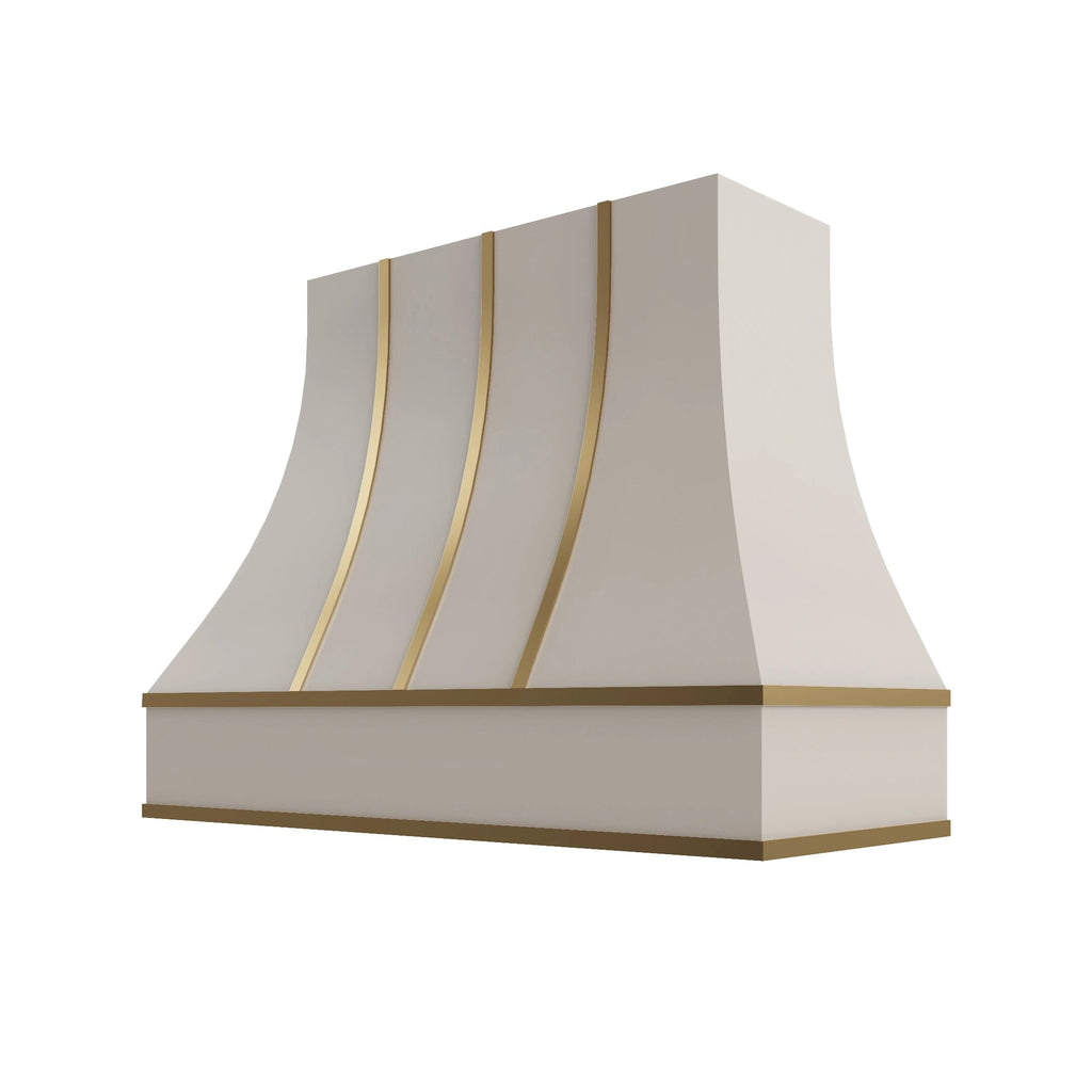 KCD Shaker Sand Curved Hood with Brass Strapping - 48" W x 48" H - product photo