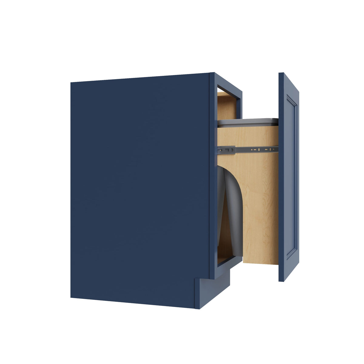 KCD Brooklyn Midnight Trash Can Base w/ Full Ht Door - 18" W w/ 2 Cans - product photo