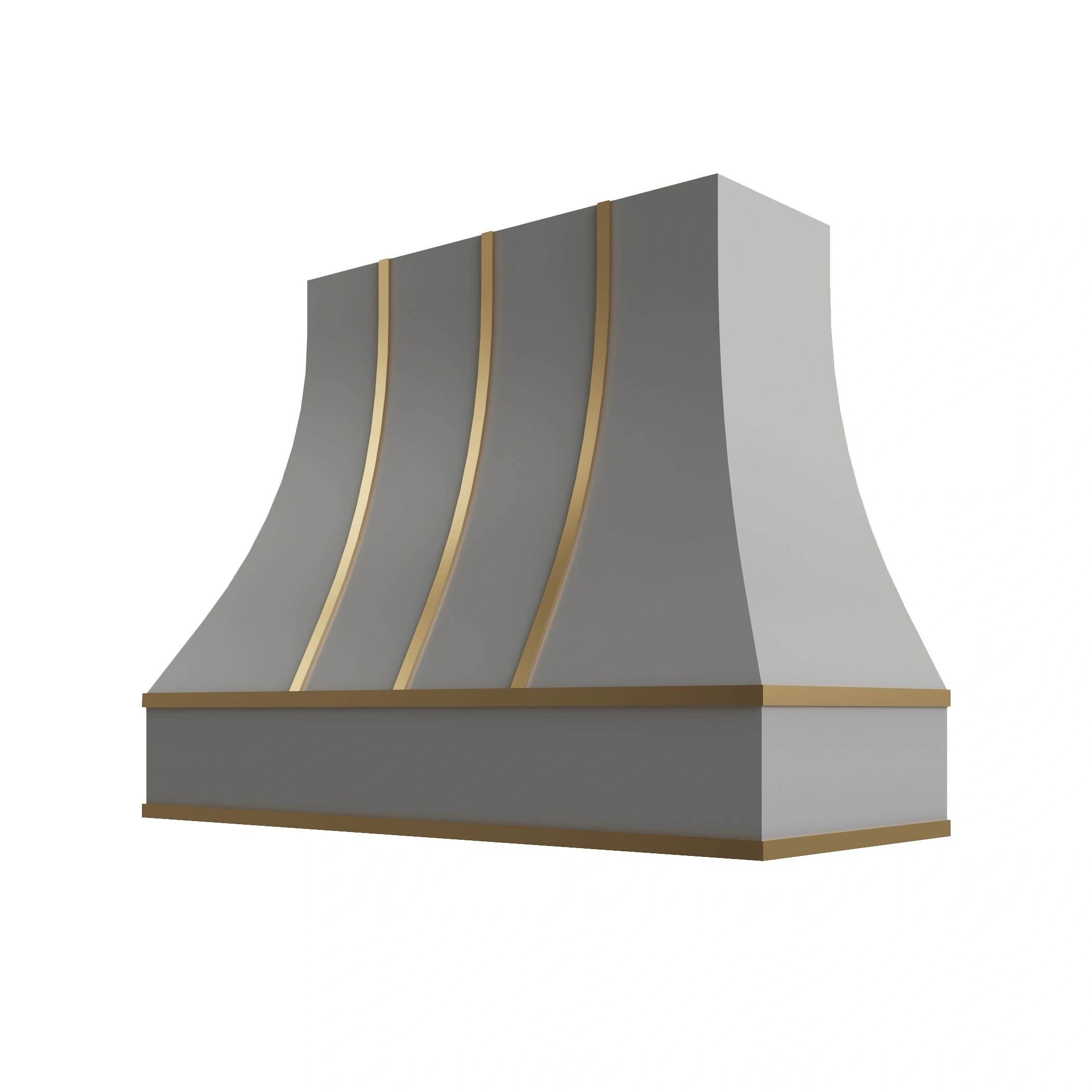 KCD Essential Gray Curved Hood with Brass Strapping - 48" W x 48" H - product photo