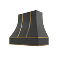KCD Black Curved Hood with Brass Strapping - 42" W x 30" H - product photo