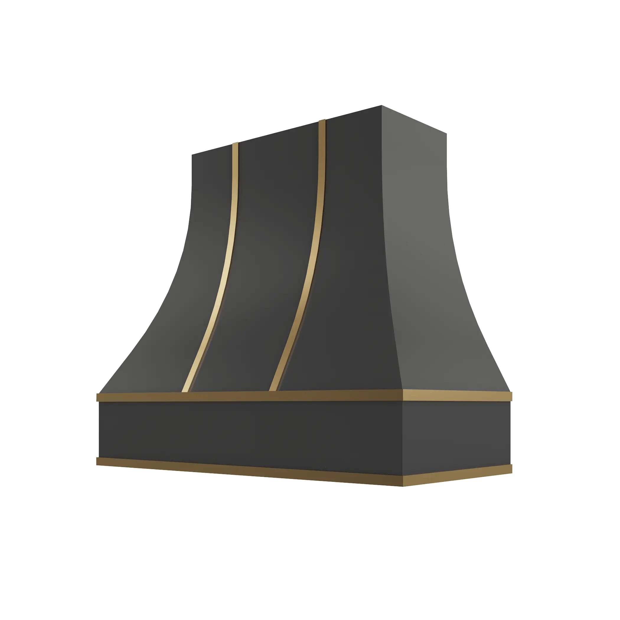 KCD Black Curved Hood with Brass Strapping - 42" W x 30" H - product photo