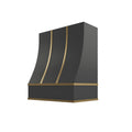 KCD Black Sloped Hood with Brass Strapping - 30" W x 36" H - product photo