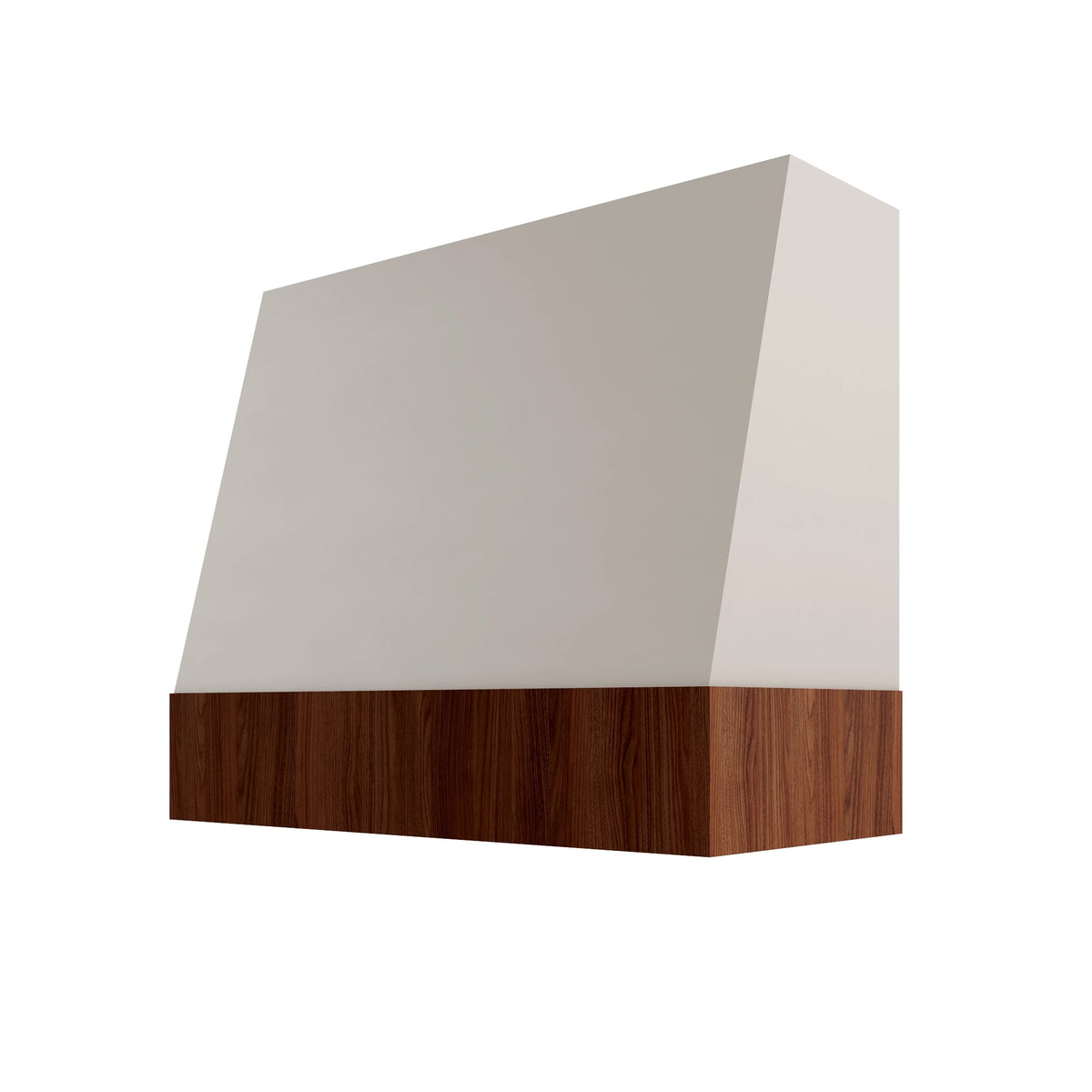 KCD Shaker Sand Angled Hood with Walnut Band - 48" W x 30" H - product photo