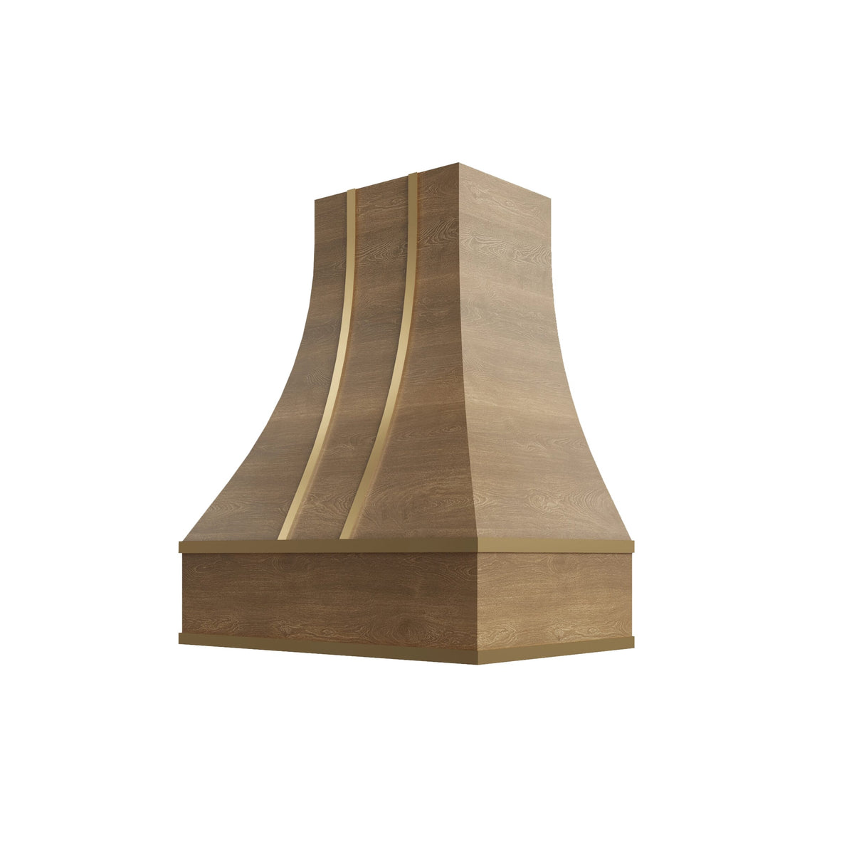 KCD Brooklyn Fawn Curved Hood with Brass Strapping - 30" W x 48" H - product photo