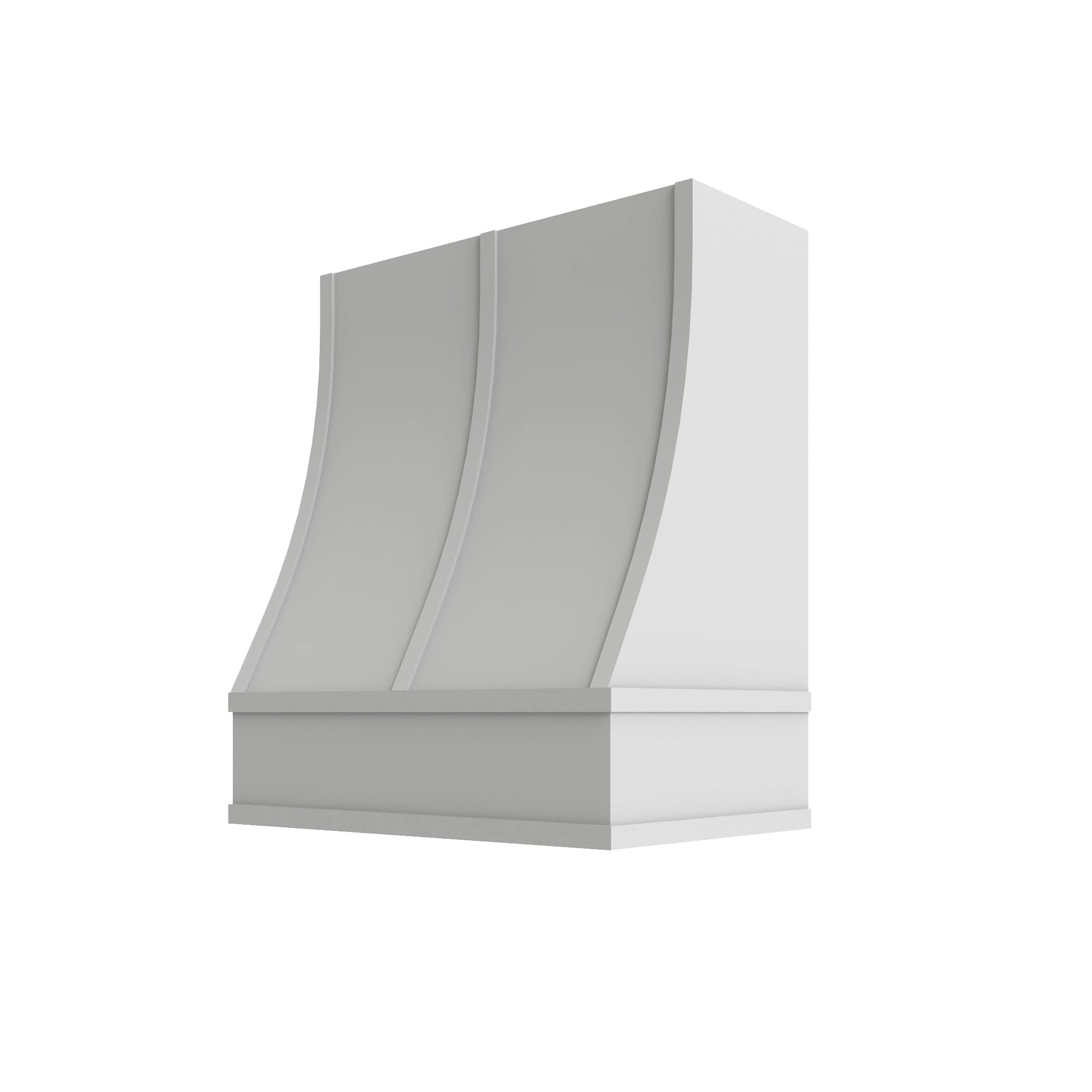 KCD Brooklyn Bright White Sloped Hood with Strapping Flat Trim - 30" W x 36" H - product photo