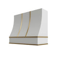 KCD Brooklyn Bright White Sloped Hood with Brass Strapping - 42" W x 30" H - product photo