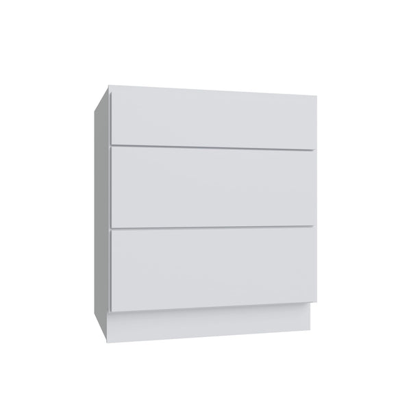KCD Shaker Designer White Slab Vanity Drawer Base - 24" W