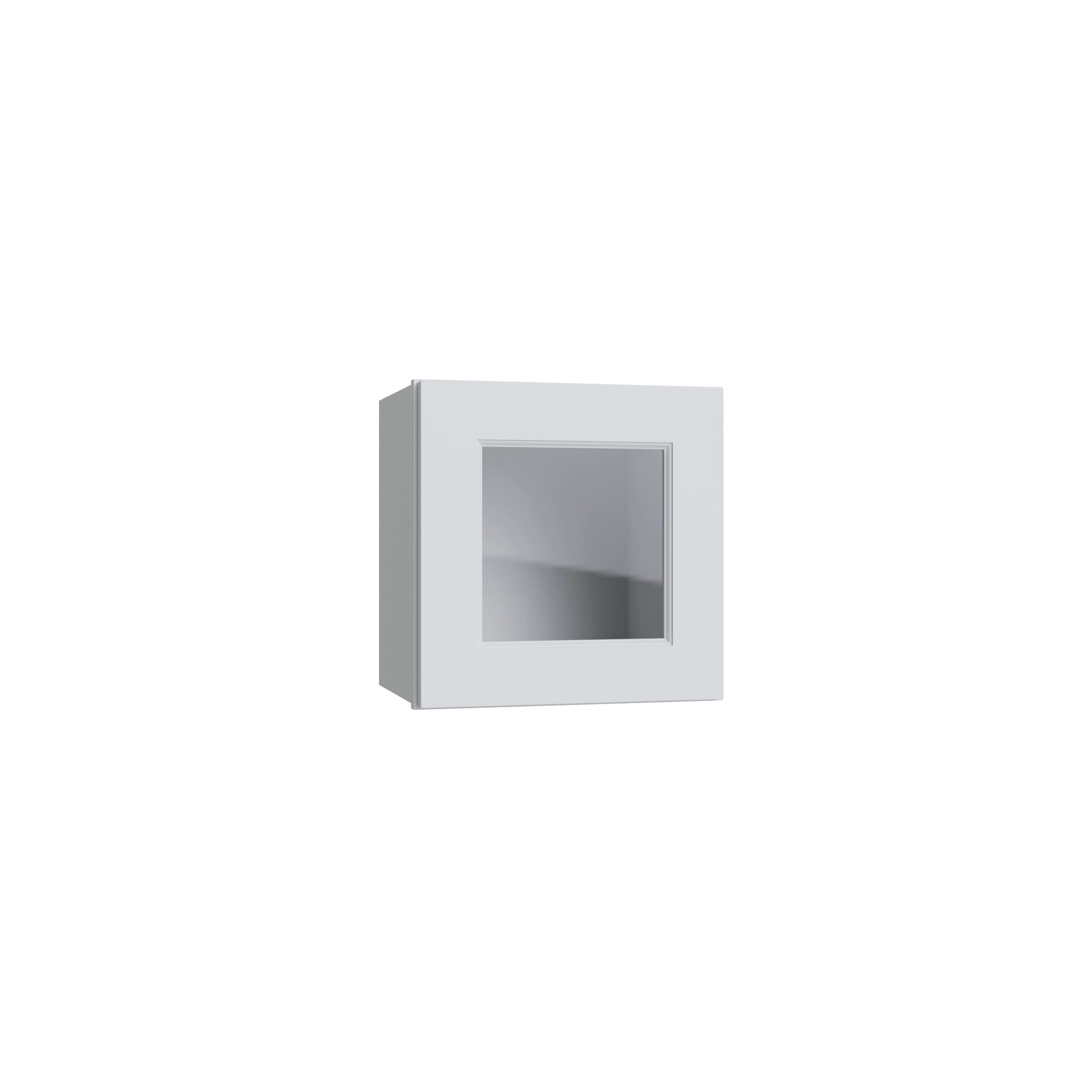 KCD Brooklyn Bright White 15" Wall Stacking Cabinets with Glass - product photo