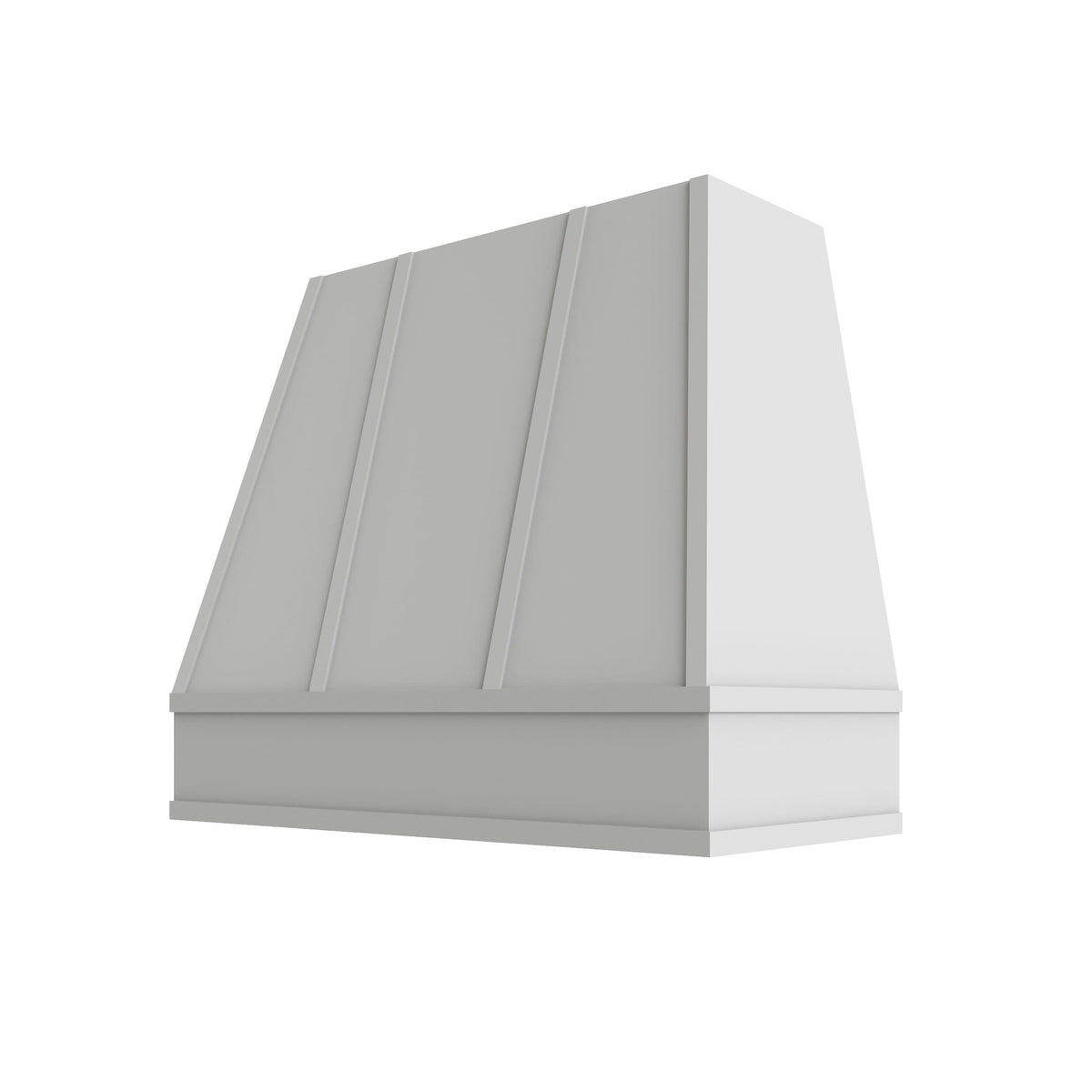 KCD Brooklyn Bright White Tapered Hood with Strapping Flat Trim - 42" W x 30" H - product photo