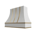 KCD Oslo White Curved Hood with Brass Strapping - 48" W x 36" H - product photo