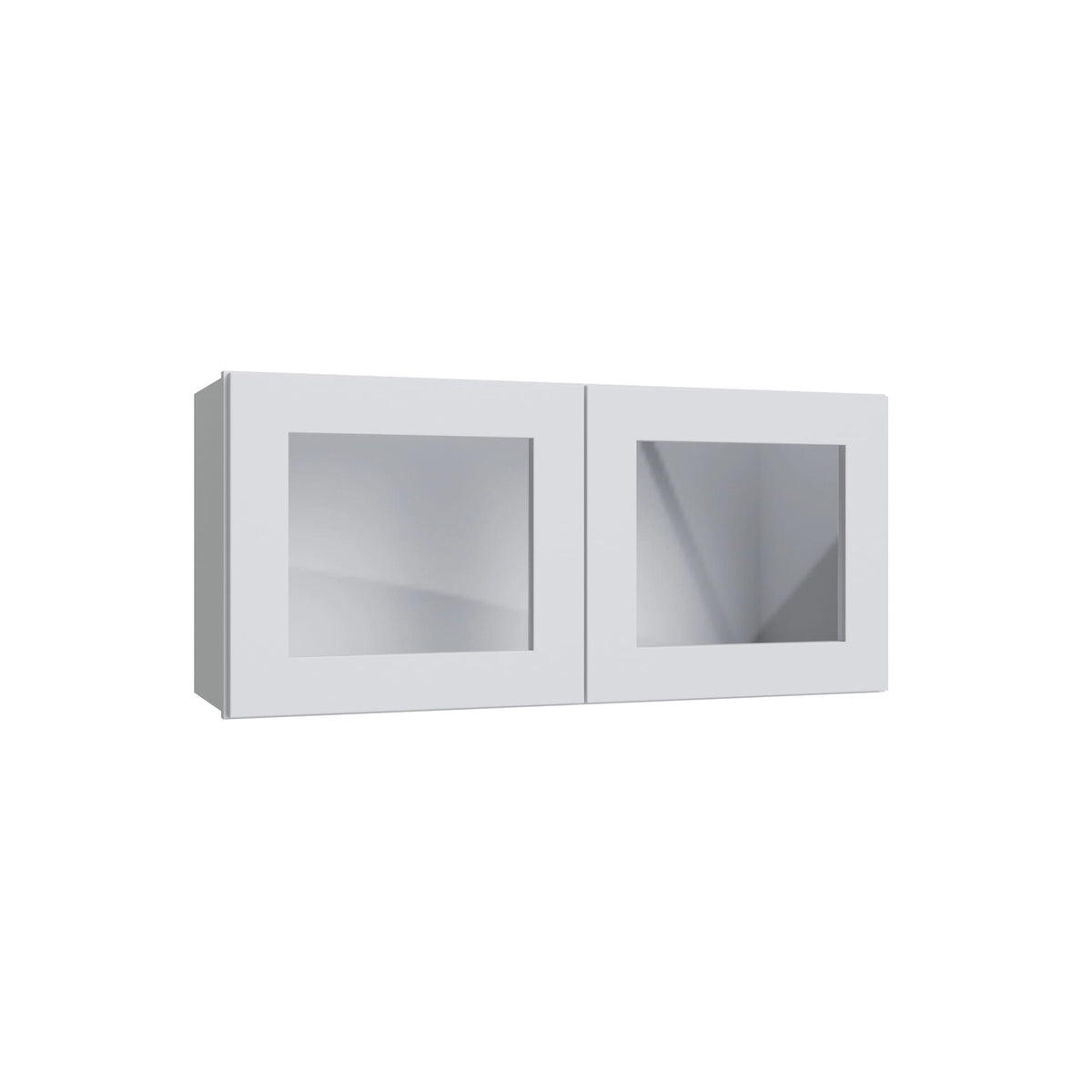 KCD Shaker Designer White 27" W x 15" H Wall Stacking Cabinet with Glass (Double Door) - product photo