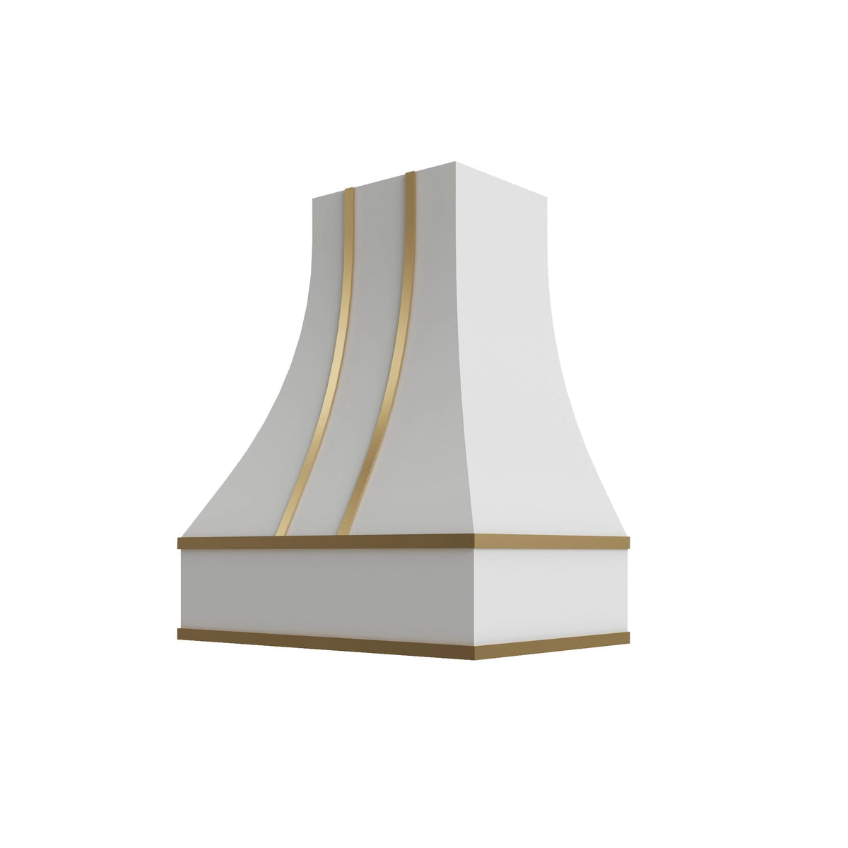 KCD Oslo White Curved Hood with Brass Strapping - 30" W x 48" H - product photo