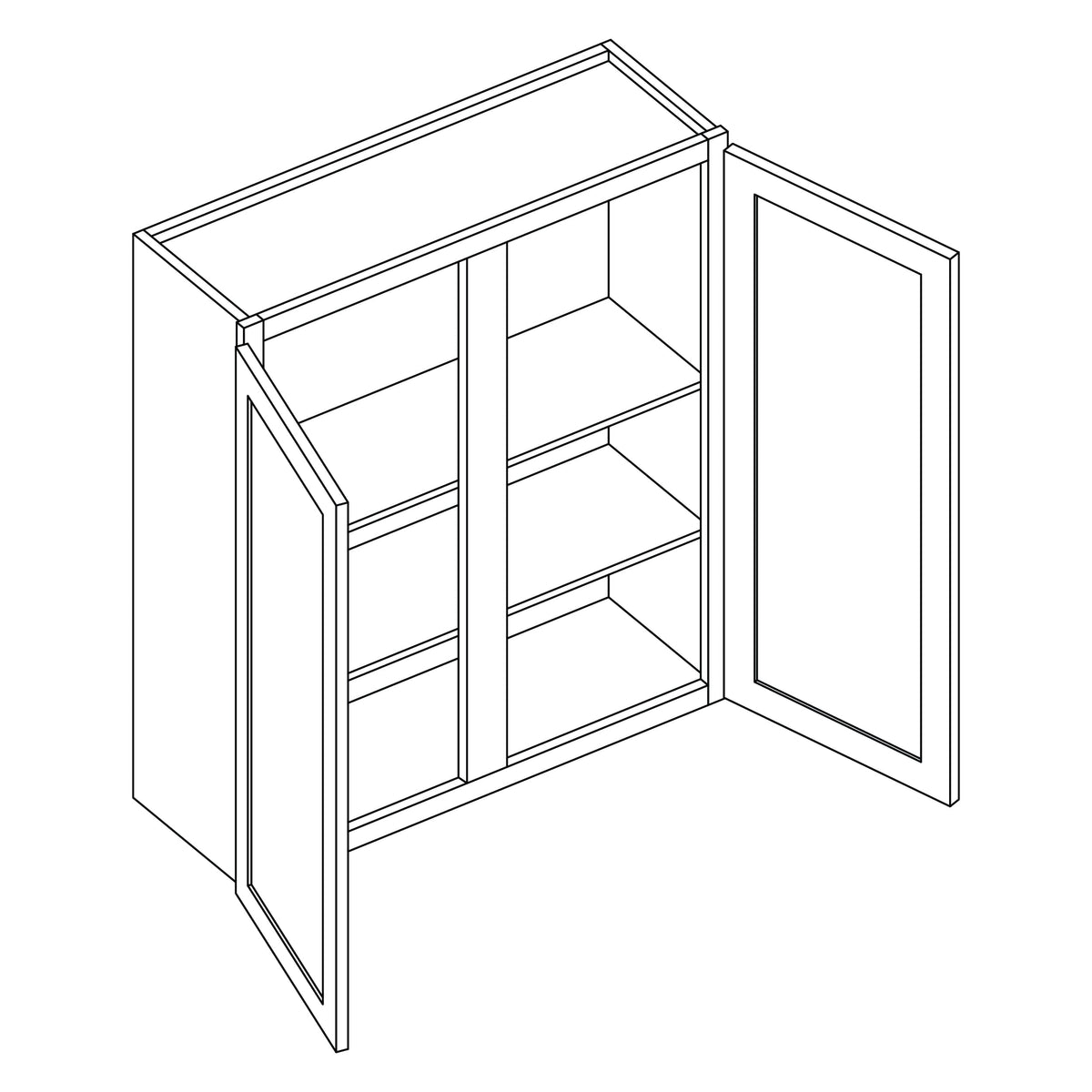 KCD Brooklyn Pearl Double Door Wall Cabinet - 42" W x 36" H - line drawing