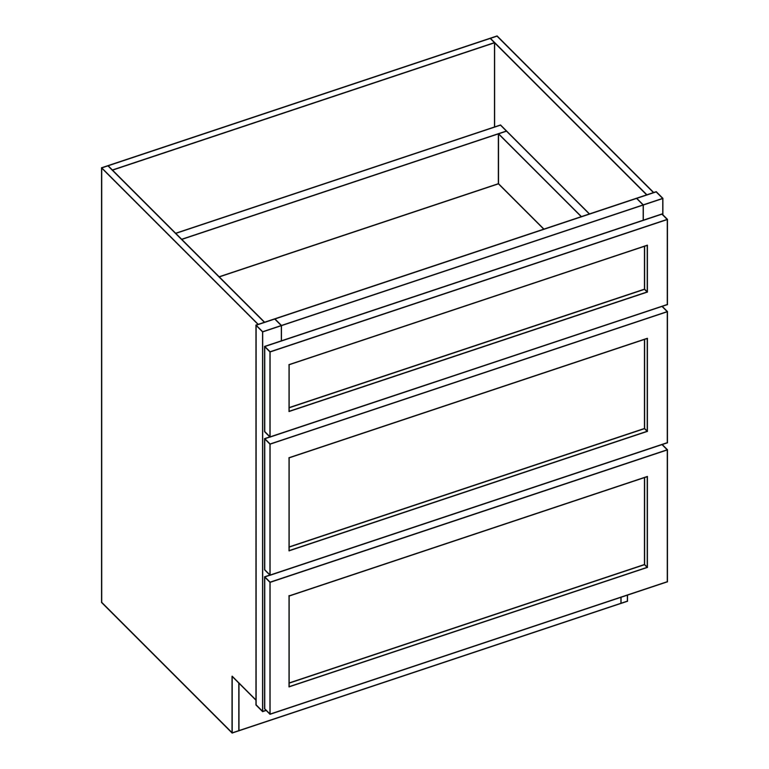 KCD Brooklyn Pearl Drawer Base Cabinet - 21" W - line drawing