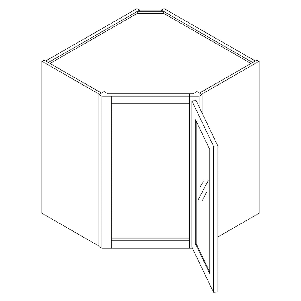 KCD Brooklyn Pearl 15" Corner Wall Stacking Cabinets - 24" W - line drawing