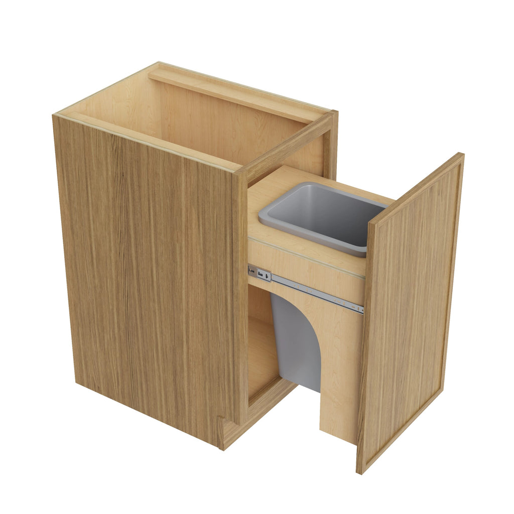 KCD Oslo Oak Trash Can Base w/ Full Ht Door - 18" W w/ 1 Can - product photo