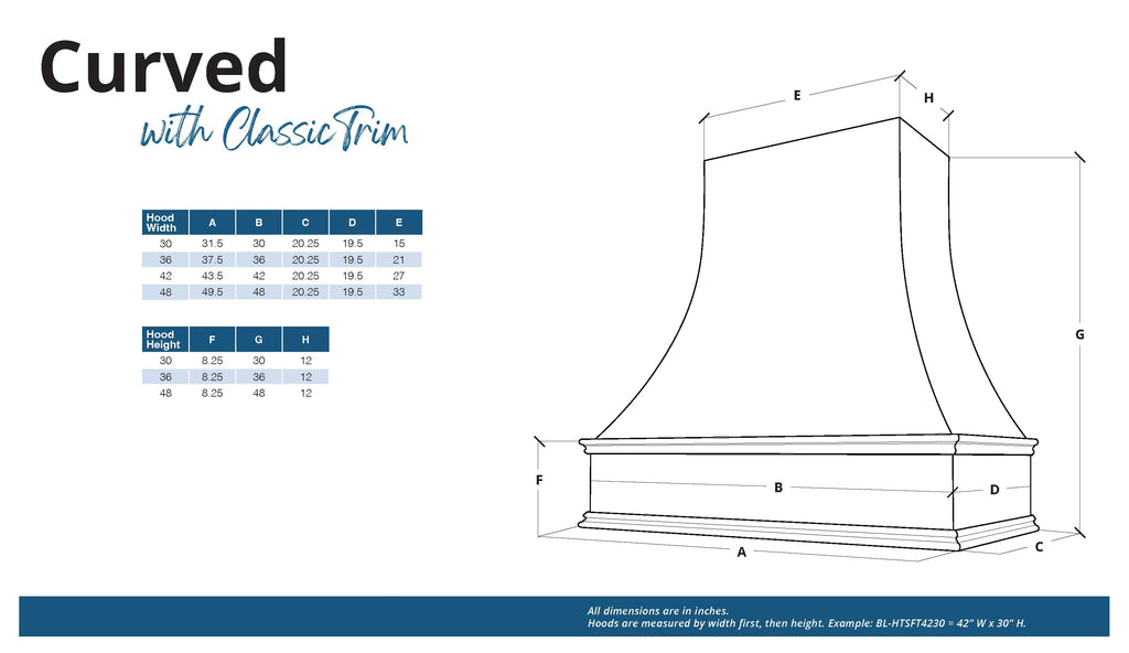 KCD Shaker Moss Curved Hood Classic Trim - 36" W x 36" H - product photo