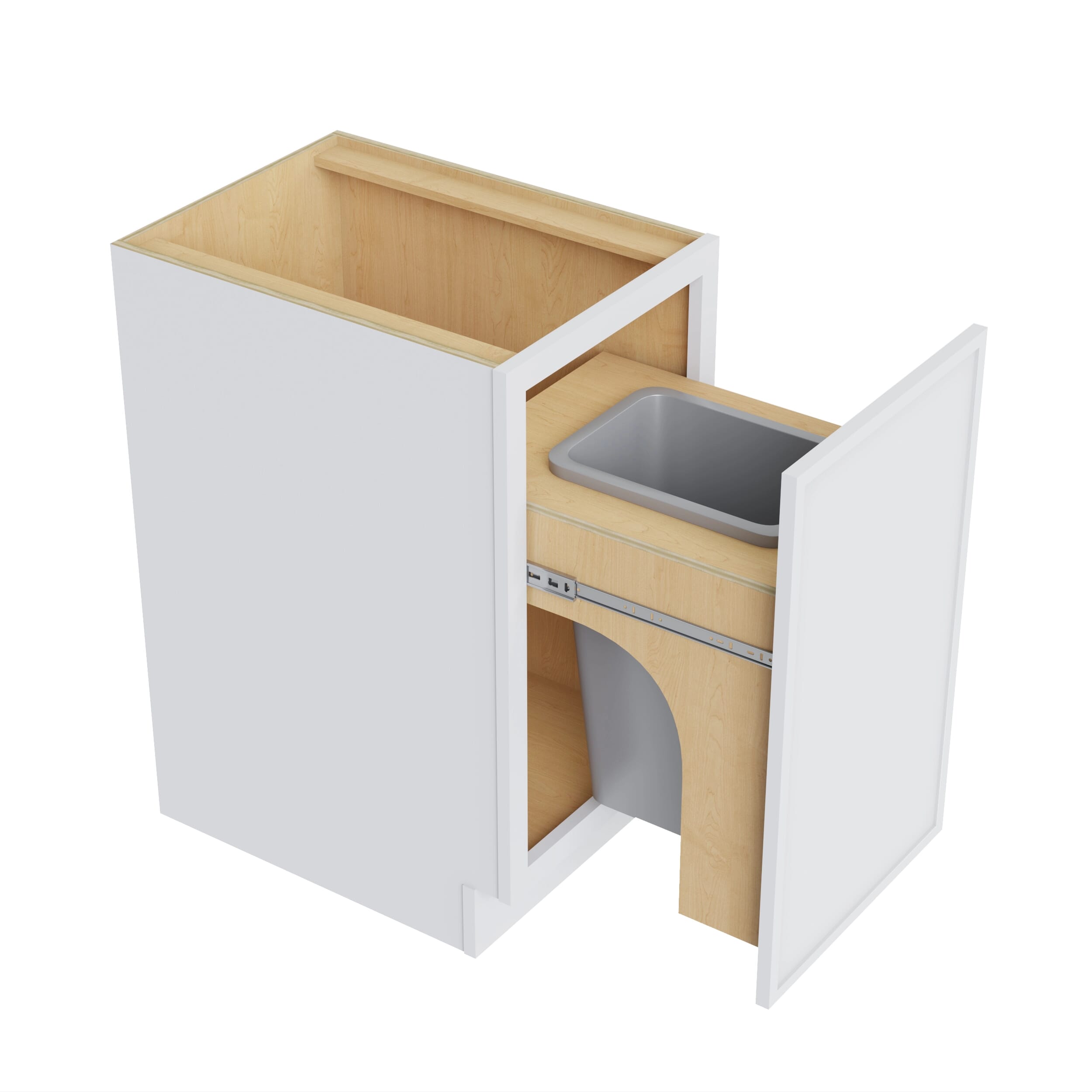KCD Oslo White Trash Can Base w/ Full Ht Door - 18" W w/ 1 Can - product photo