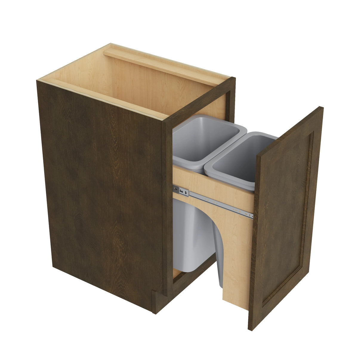 KCD Brooklyn Slate Trash Can Base w/ Full Ht Door - 18" W w/ 2 Cans - product photo
