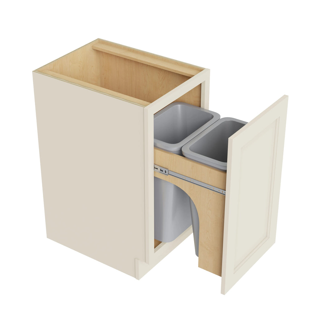 KCD Brooklyn Pearl Trash Can Base w/ Full Ht Door - 18" W w/ 2 Cans - product photo