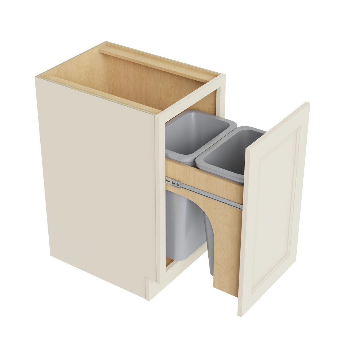 KCD Brooklyn Pearl Trash Can Base w/ Full Ht Door - 18" W w/ 2 Cans - product photo