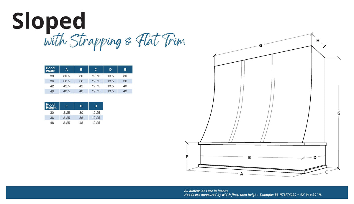 KCD Shaker Kodiak Sloped Hood with Strapping Flat Trim - 30" W x 30" H - product photo