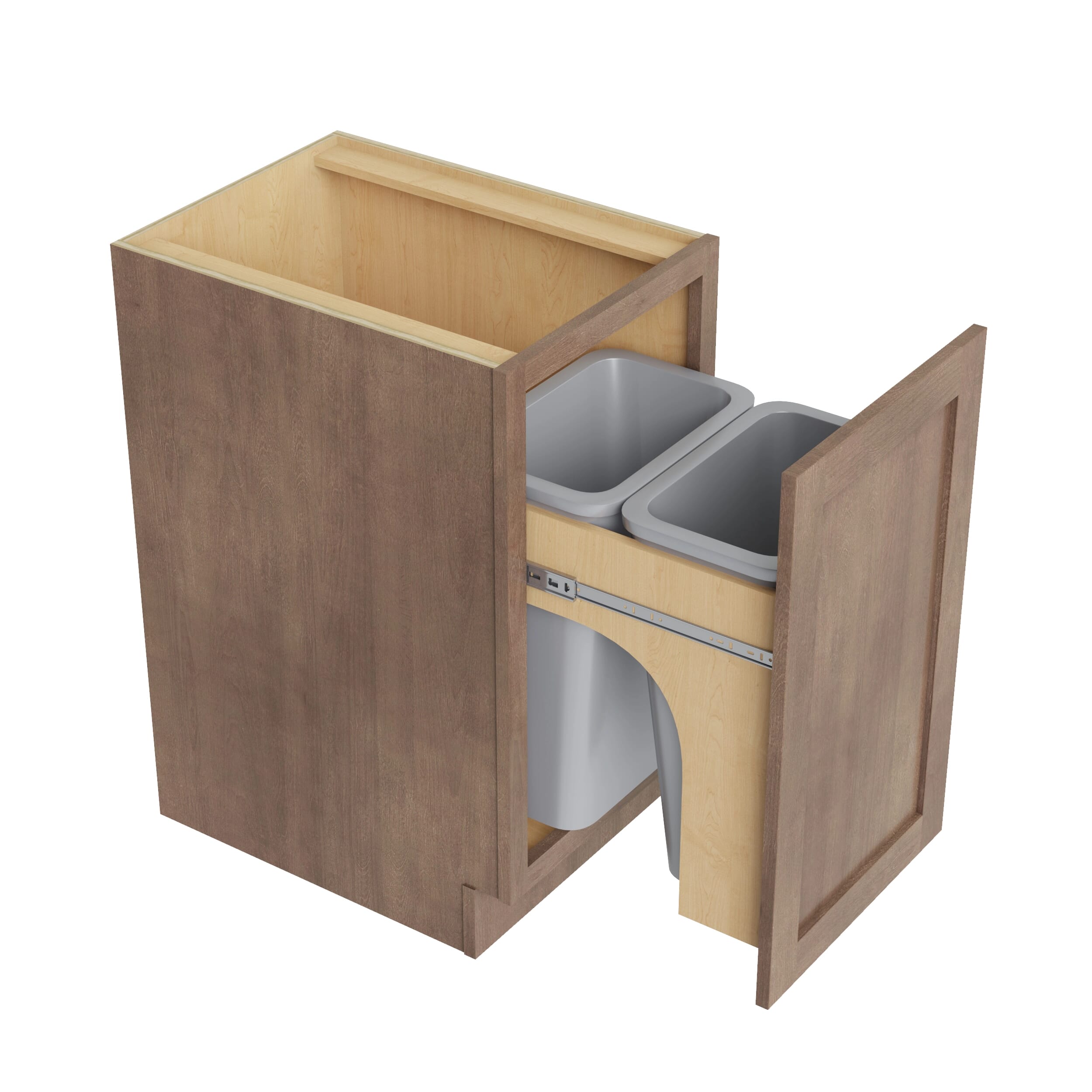 KCD Shaker Kodiak Trash Can Base w/ Full Ht Door - 18" W w/ 2 Cans - product photo