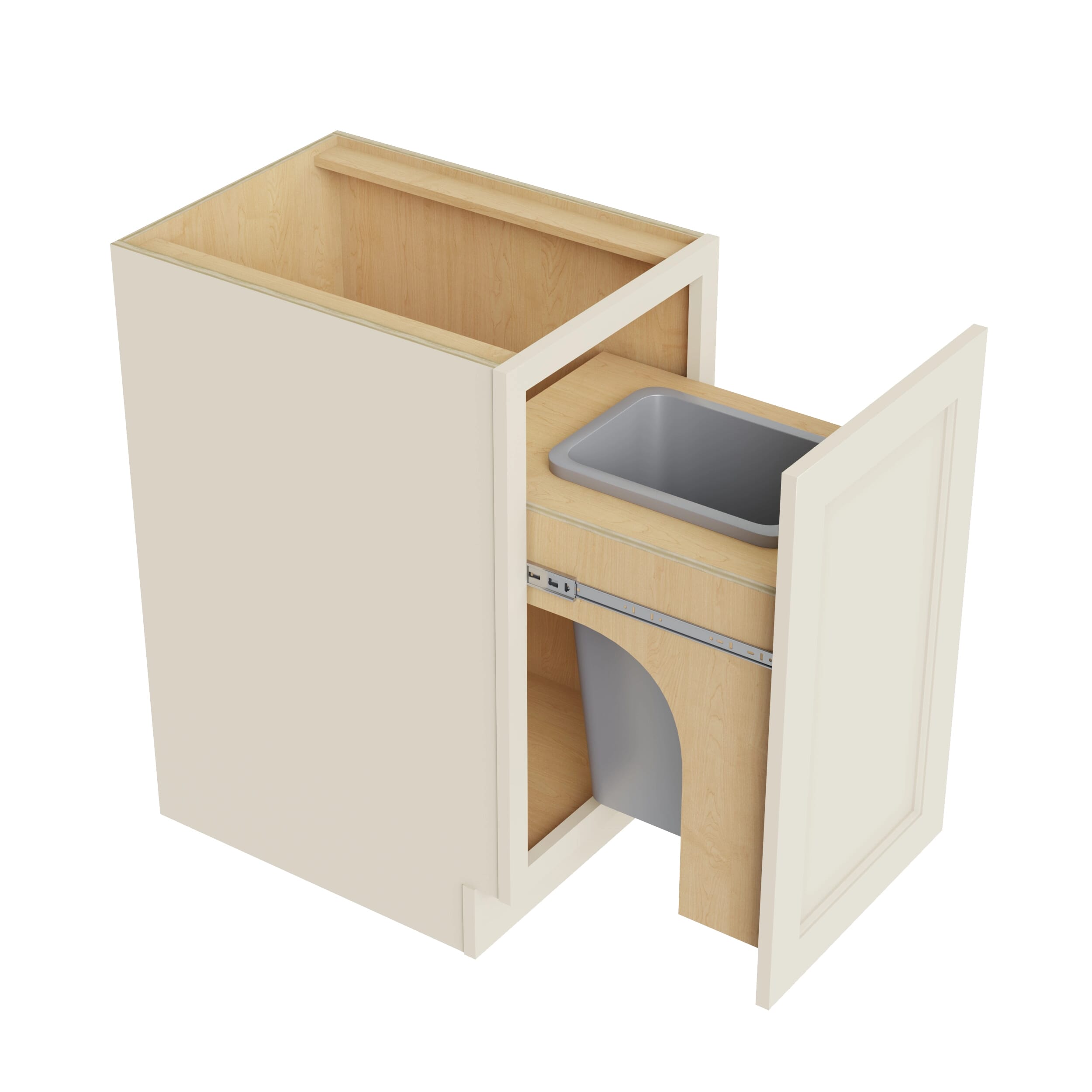 KCD Brooklyn Pearl Trash Can Base w/ Full Ht Door - 18" W w/ 1 Can - product photo