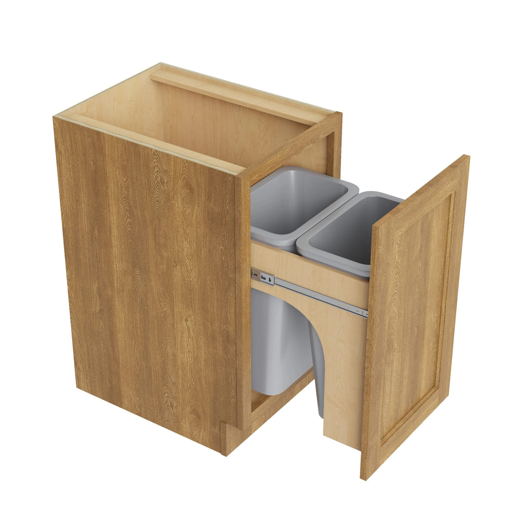 KCD Brooklyn Fawn Trash Can Base w/ Full Ht Door - 18" W w/ 2 Cans - product photo
